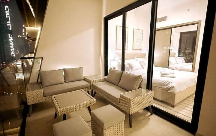 Waterfront apartment with Burj Khalifa view