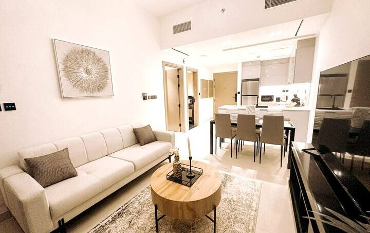 Waterfront apartment with Burj Khalifa view